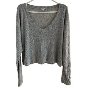 Garage Grey Ribbed V-Neck Sweater